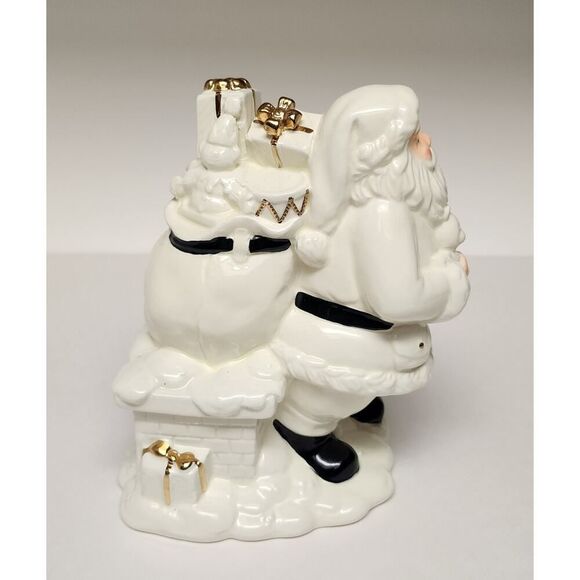 Home For The Holiday Porcelain Egg-Shaped Musical Box Revolving Nativity/Santa - Picture 5 of 16